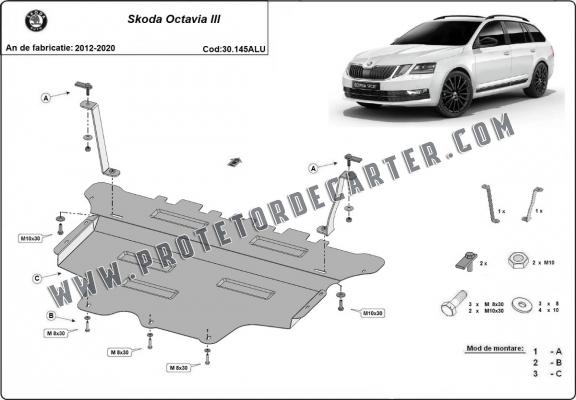 Protetor de Carter de alumínio Skoda Octavia 3