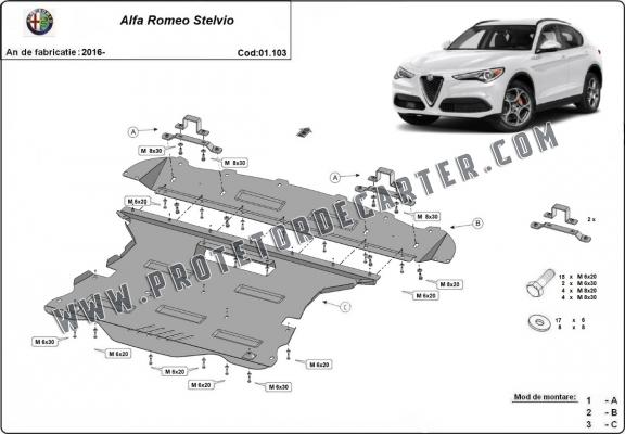 Protetor de Carter de aço Alfa Romeo Stelvio