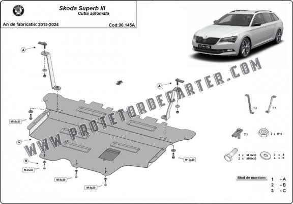 Protetor de Carter de aço Skoda Superb - automatic gearbox