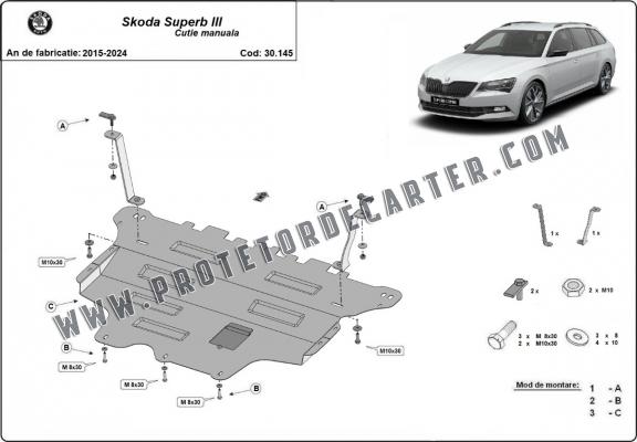 Protetor de Carter de aço Skoda Superb - manual gearbox