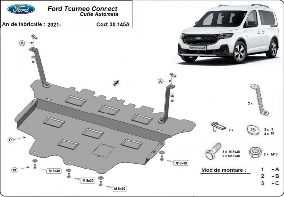 Protetor de Carter de aço Ford Tourneo Connect - automatic gearbox