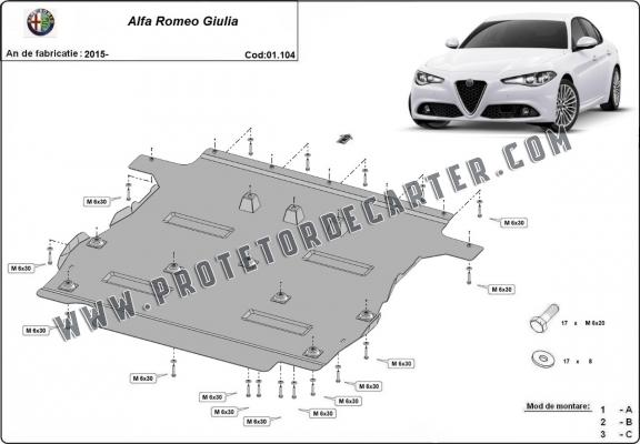 Protetor de Carter de aço Alfa Romeo Giulia