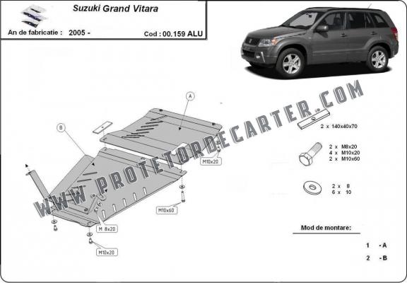 Protetor de alumínio para caixa de velocidades e caixa de transferência Suzuki Grand Vitara 2