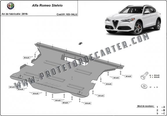 Protetor de Carter de alumínio Alfa Romeo Stelvio