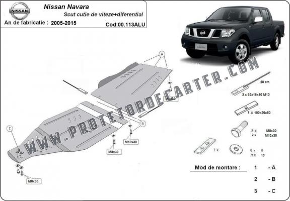  Protetor de caixa de velocidades de alumínio Nissan Navara