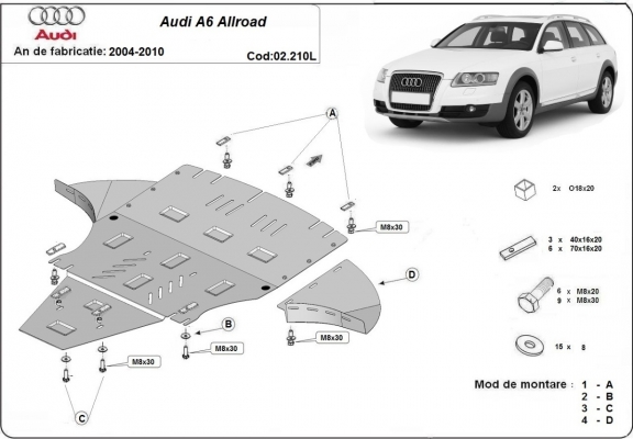 Protetor de Carter de aço Audi A6 Allroad 2 - avec latéraux