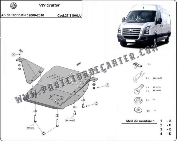 Protetor de Carter de alumínio Volkswagen Crafter