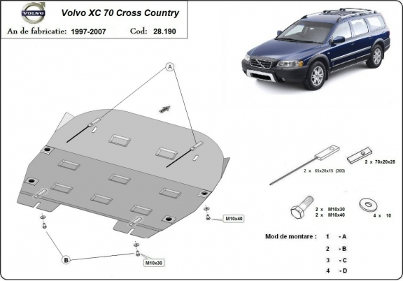 Protetor de Carter de aço Volvo XC70 Cross Country