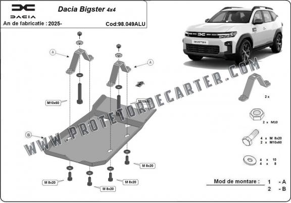 Protetor diferencial de alumínio Dacia Bigster 4x4 Protetor diferencial de alumínio Dacia Bigster 4x4