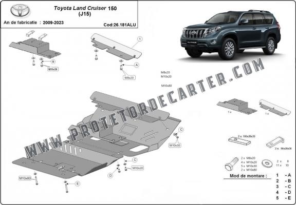 Protetor de Carter de alumínio Toyota Land Cruiser 150 Protetor de Carter de alumínio Toyota Land Cruiser 150