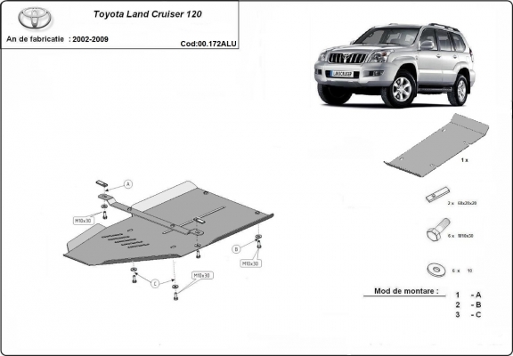  Protetor de caixa de velocidades de alumínio Toyota Land Cruiser J120