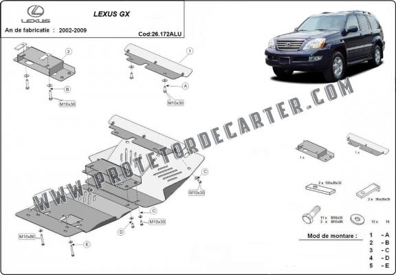 Protetor de Carter de alumínio Lexus GX Protetor de Carter de alumínio Lexus GX