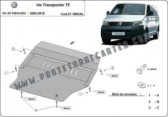 Protetor de Carter de aço galvanizado Volkswagen Transporter T5