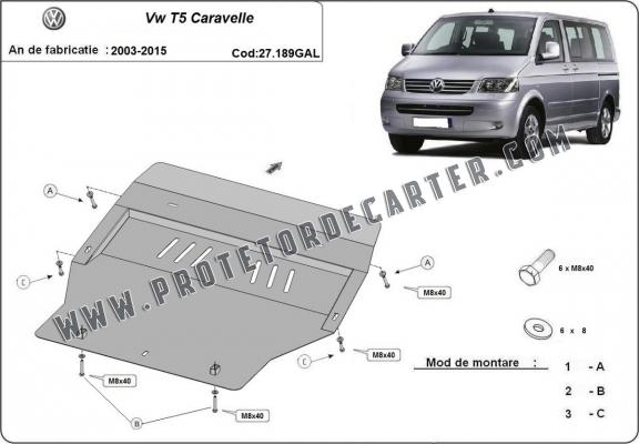 Protetor de Carter de aço galvanizado Volkswagen Transporter T5 Caravelle