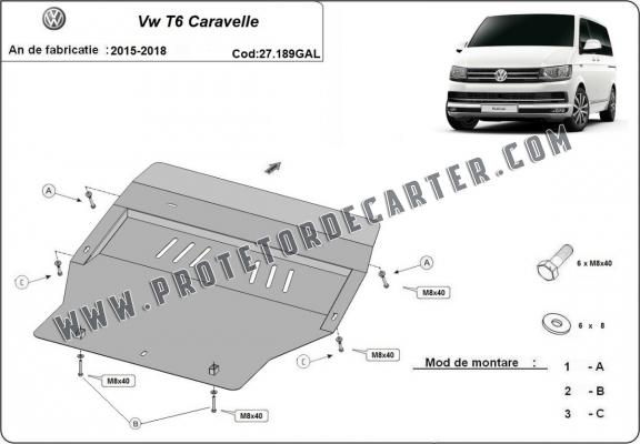 Protetor de Carter de aço galvanizado Volkswagen Transporter T6 Caravelle