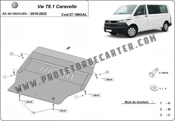 Protetor de Carter de aço galvanizado Volkswagen Transporter T6.1Caravelle