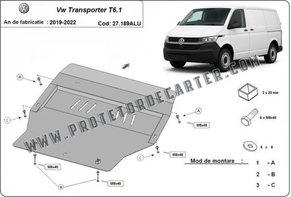 Protetor de Carter de alumínio Volkswagen Transporter T6.1