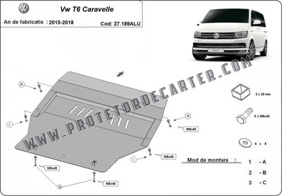 Protetor de Carter de alumínio Volkswagen Transporter T6 Caravelle