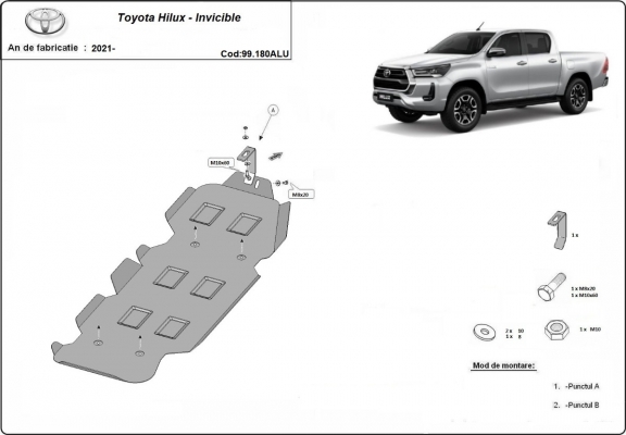 Protetor para o tanque de combustível de alumínio Toyota Hilux Invincible