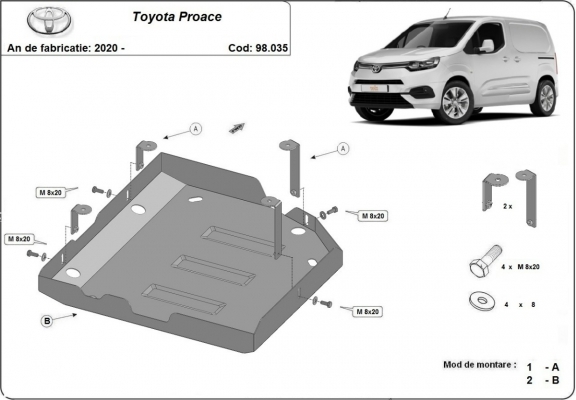 Protetor de aço tanque AdBlue Toyota Proace