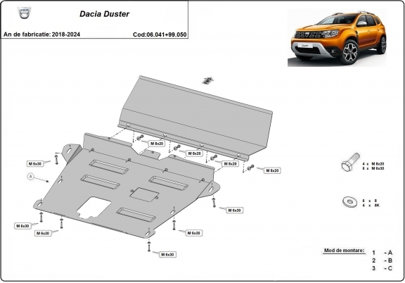 Protetor de Carter de aço Dacia Duster - promotional package