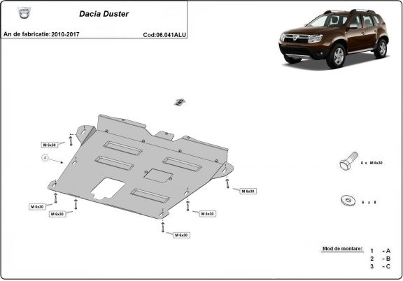 Protetor de Carter de alumínio Dacia Duster