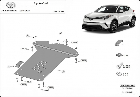 Protetor de conversor catalítico/cat lock Toyota C-HR