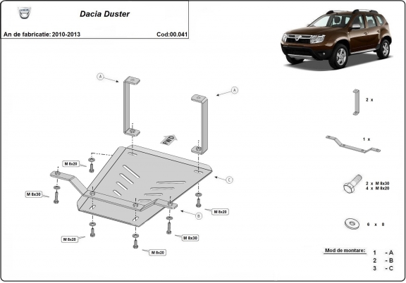  Protetor diferencial de aço  Dacia Duster