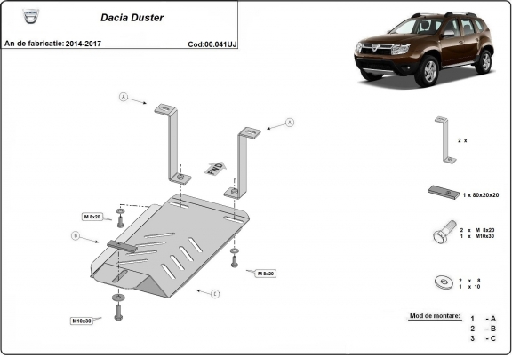  Protetor diferencial de aço  Dacia Duster 4x4
