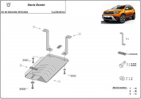  Protetor diferencial de aço  Dacia Duster 4x4