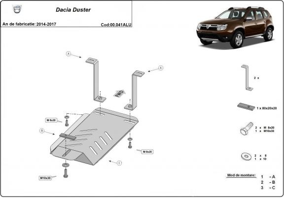 Protetor diferencial de alumínio Dacia Duster 4x4