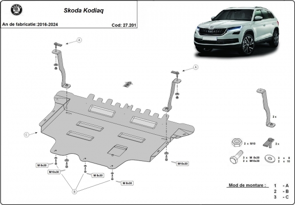Protetor de Carter de aço Skoda Kodiaq