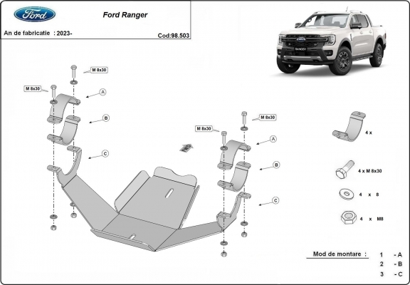  Protetor diferencial de aço  Ford Ranger