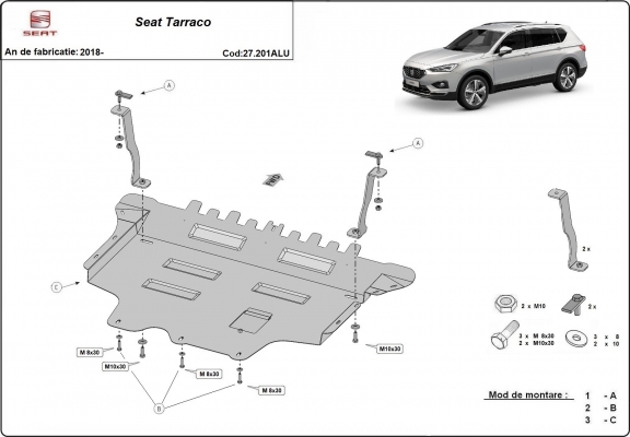 Protetor de Carter de alumínio Seat Tarraco