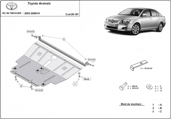 Protetor de Carter de aço Toyota Avensis