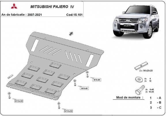 Protetor de Carter de aço Mitsubishi Pajero 4 (V80, V90)