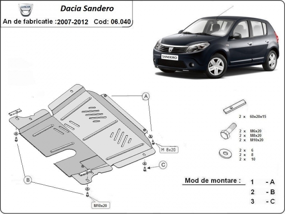 Protetor de Carter de aço Dacia Sandero