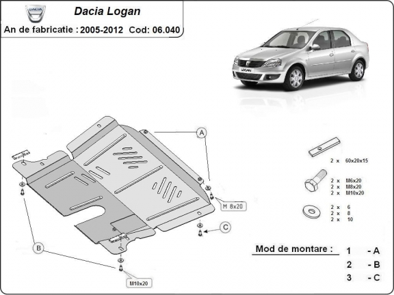 Protetor de Carter de aço Dacia Logan 1