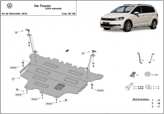 Protetor de Carter de aço VW Touran - manual gearbox