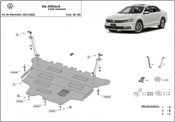 Protetor de Carter de aço VW Passat Alltrack - caixa manual