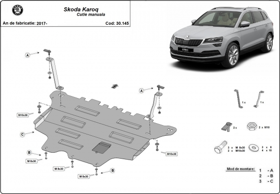 Protetor de Carter de aço Skoda Karoq - manual gearbox