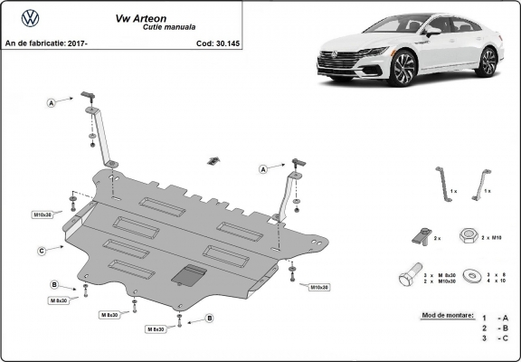 Protetor de Carter de aço VW Arteon - manual gearbox