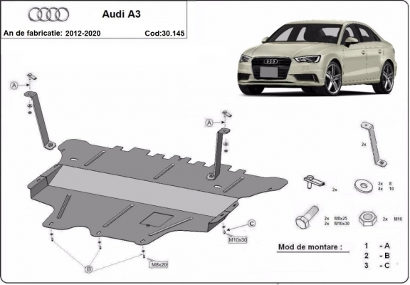 Protetor de Carter de aço Audi A3 (8V)