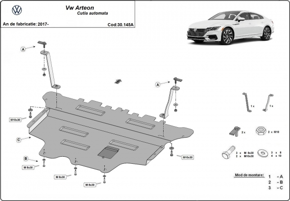 Protetor de Carter de aço VW Arteon - caixa de velocidades automática