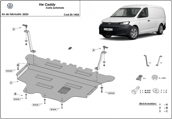 Protetor de Carter de aço VW Caddy - automatic gearbox