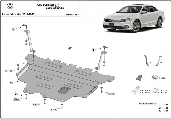Protetor de Carter de aço VW Passat B8 - automatic gearbox