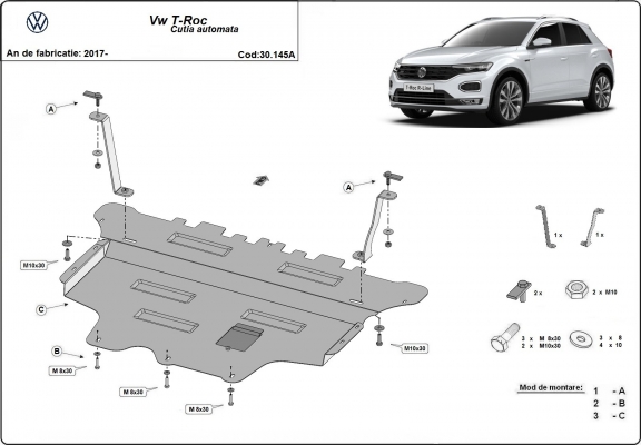 Protetor de Carter de aço Volkswagen T-Roc - automatic gearbox