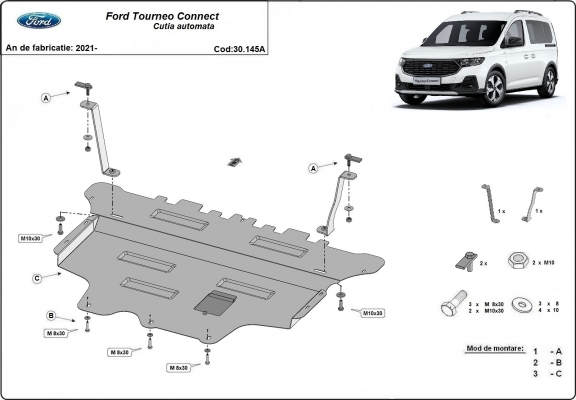 Protetor de Carter de aço Ford Tourneo Connect - automatic gearbox