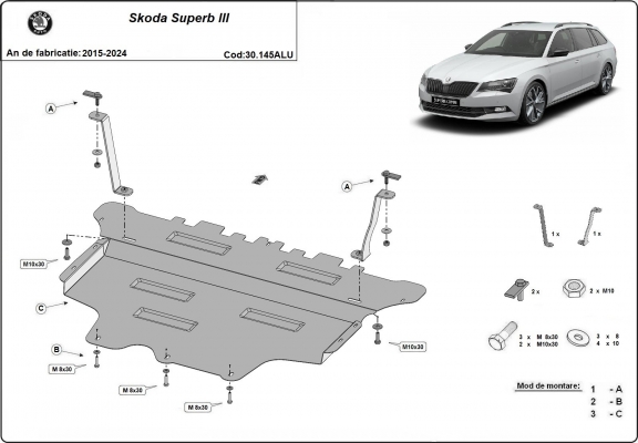 Protetor de Carter de alumínio Skoda Superb III