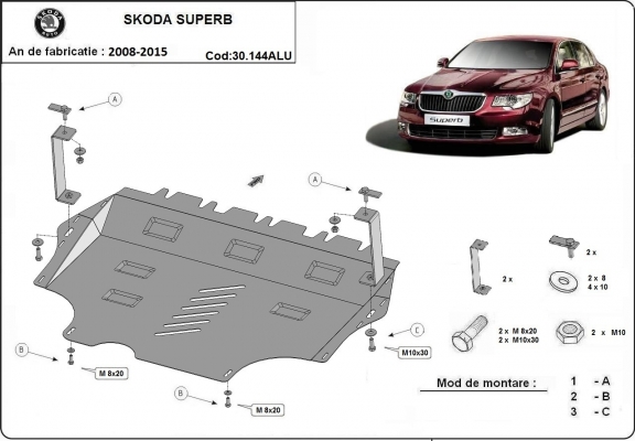 Protetor de Carter de alumínio Skoda Superb II